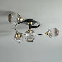 Valentina Flush Mount Plafondlamp, Glas, Zwart/Goud, Eetkamer