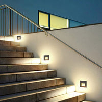 Ray Moderne Metalen Vierkante Buiten Deck/Stap Lamp, Zwart