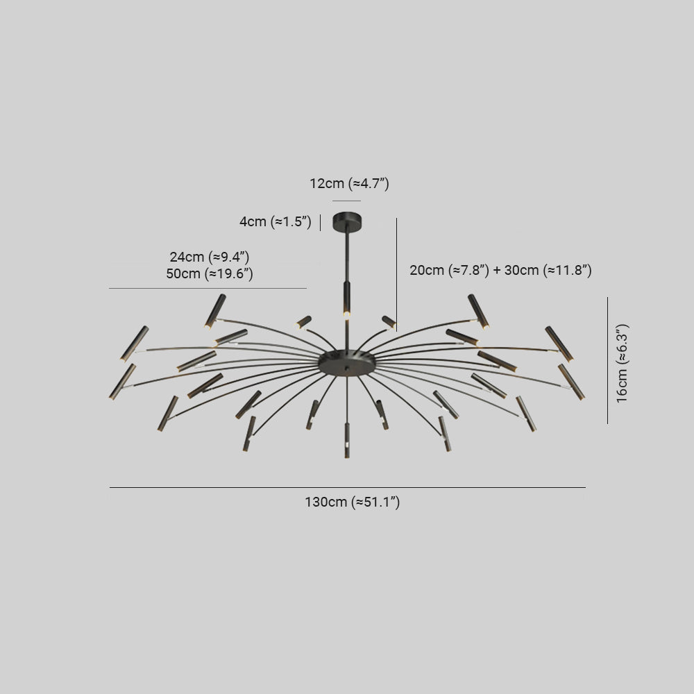 Arisha Moderne Geblazen Lineaire Metaal Meerdere Hoofd Chandeliers