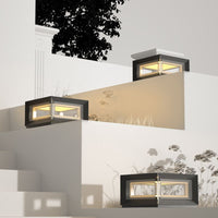 Ray Hedendaagse LED Cube Metalen Buitenlampen, Zwart