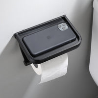 Zwarte wandgemonteerde toiletrolhouder | Nagelvrije toiletpapierhouder voor badkameraccessoires