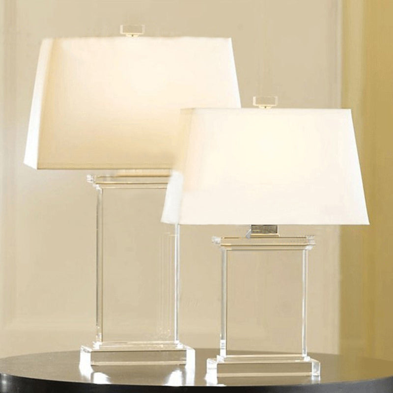 Rechthoekige Taaklamp Hedendaags Helder Kristal 18"/22" Breed 1 Lamp Witte Bureau Lamp