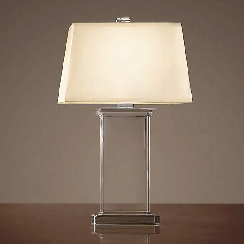 Rechthoekige Taaklamp Hedendaags Helder Kristal 18"/22" Breed 1 Lamp Witte Bureau Lamp