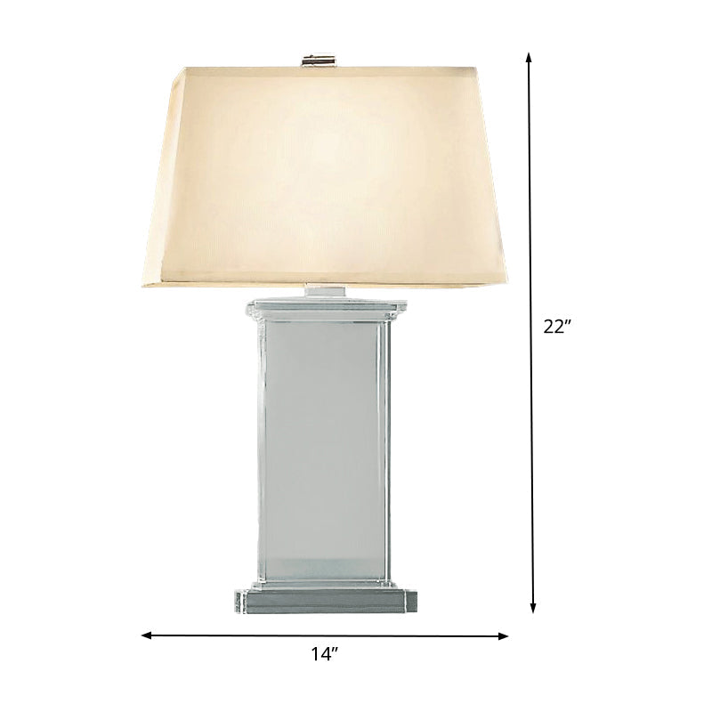 Rechthoekige Taaklamp Hedendaags Helder Kristal 18"/22" Breed 1 Lamp Witte Bureau Lamp