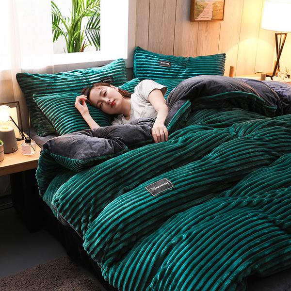Verstevigde Corduroy Velvet Dekbedovertrek Set