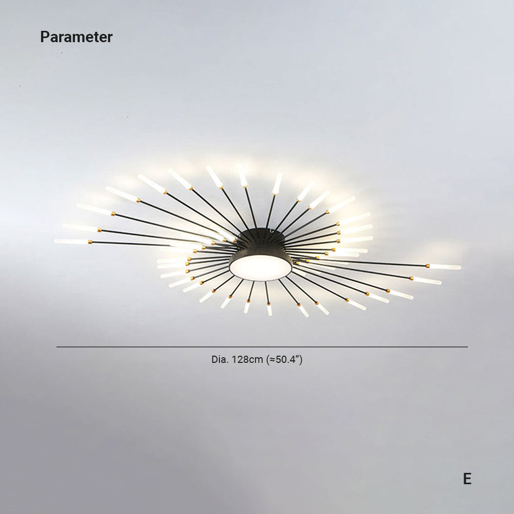 Wesley Plafondlamp Vuurwerk Lineair Modern Zwart/Goud