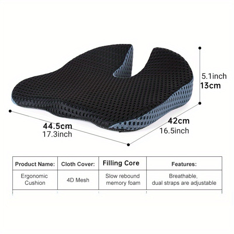 Ergonomisch Kussen Triacomfort | Driehoekige Vorm met Memory-Foam | Ademend en Drukverlagend | Voor Auto en Kantoor