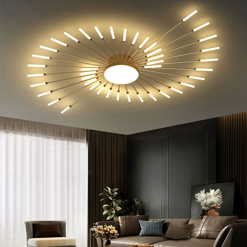 Wesley Plafondlamp Vuurwerk Lineair Modern Zwart/Goud