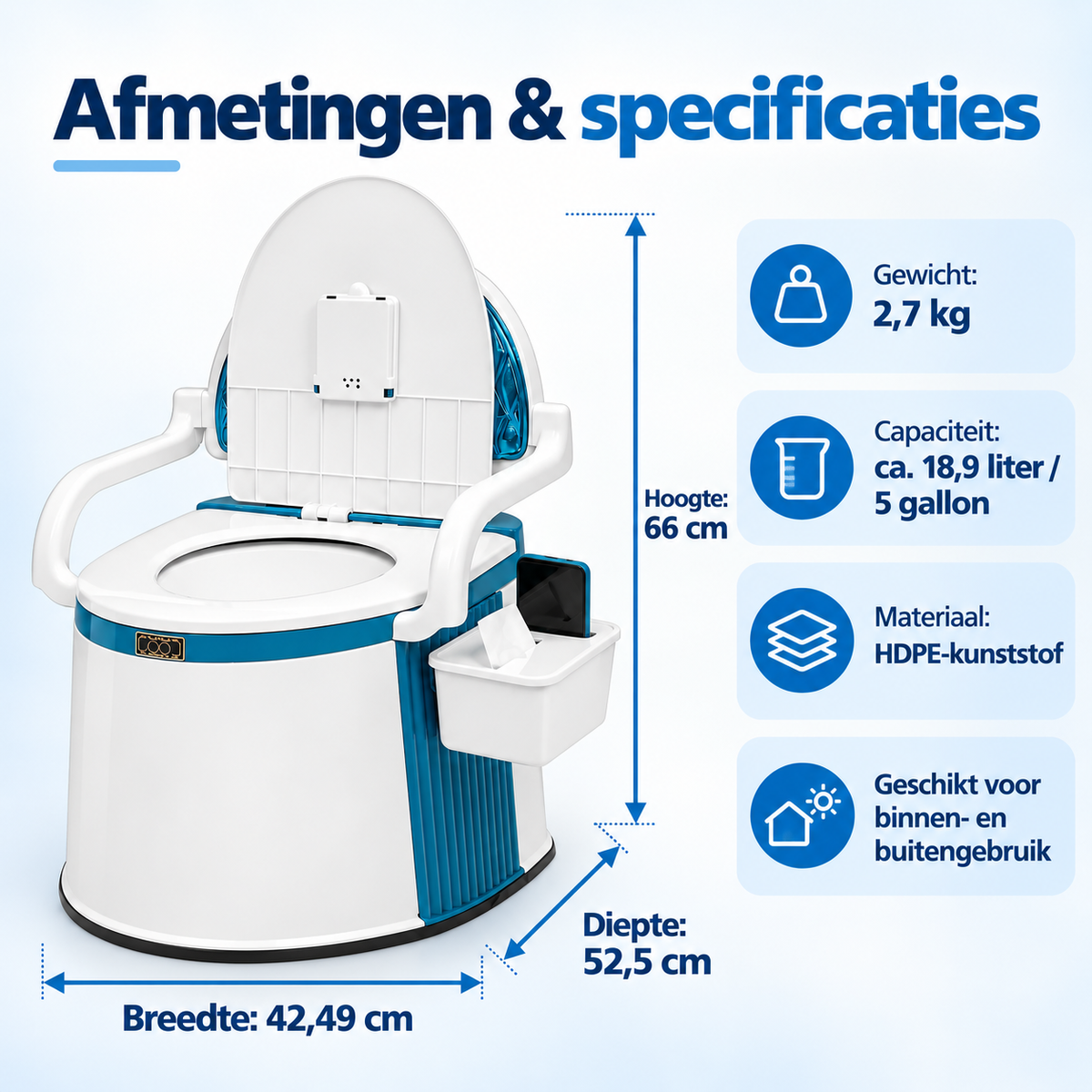 Draagbaar Campingtoilet voor Camper, Caravan & Kamperen