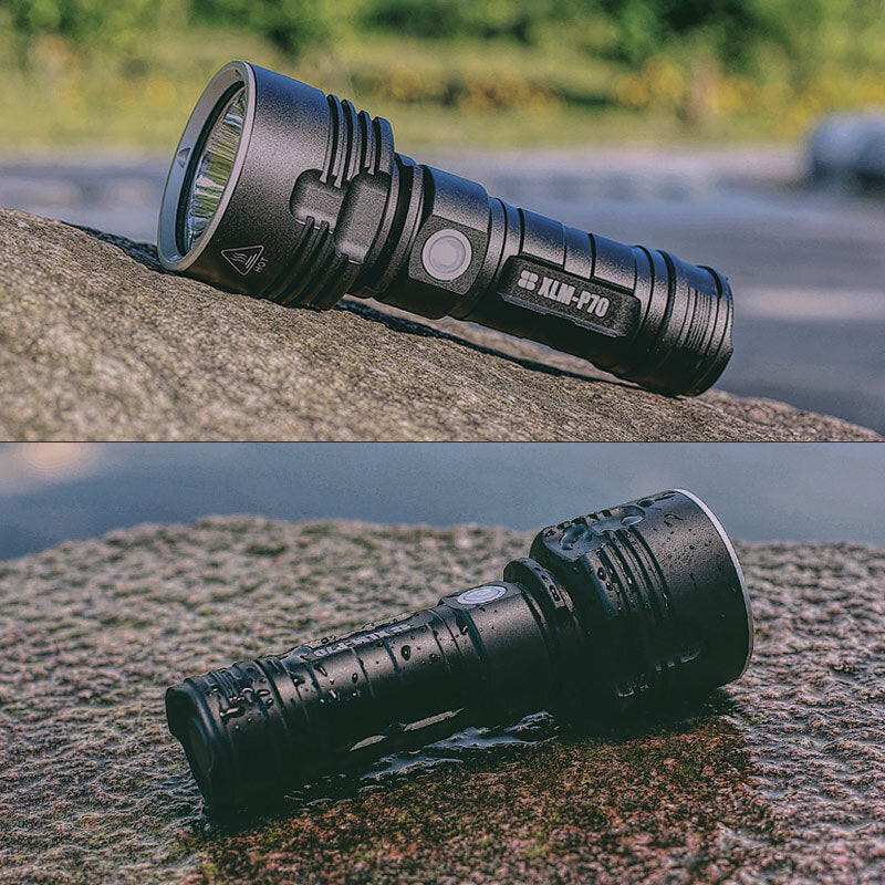 MS18 | Ultieme High-Performance LED-Zaklamp | 100.000 Lumen | 2.350m Lichtbereik | 18x CREE XHP70.2 LEDs | OLED-Statusdisplay & Actieve Koeling | IP68 Waterdicht