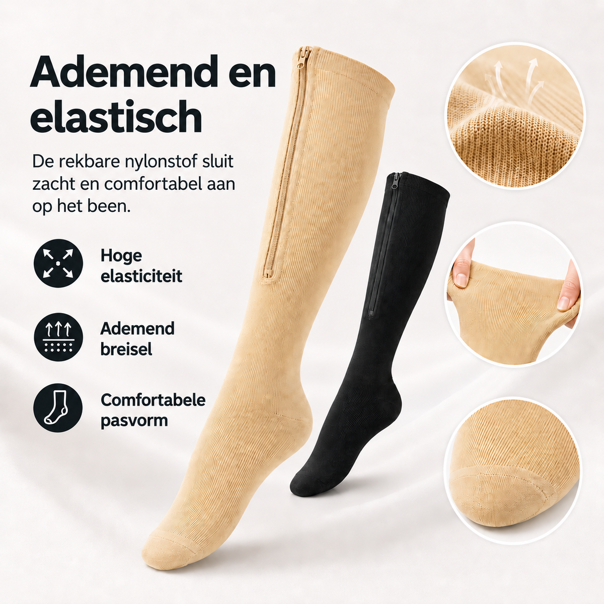 Compressiekousen 2.0 Met Rits | Verbeterd Comfort