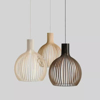 FjordLoom Rustieke Houten Kooi Hanglamp Verstelbare Kabel