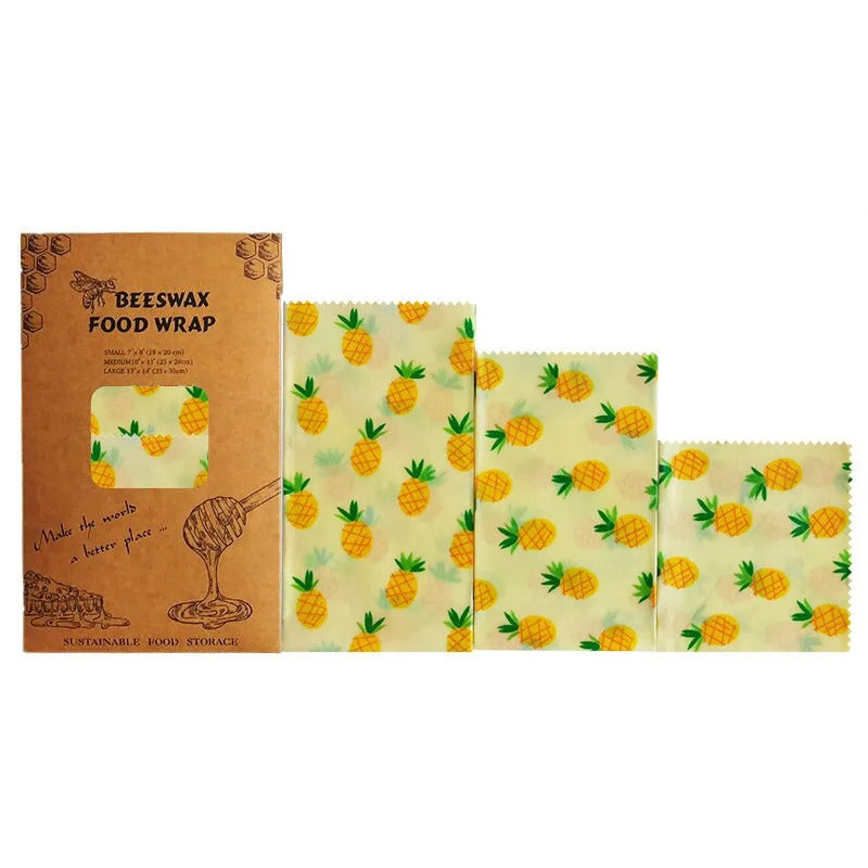 Bijenwas voedselverpakkingen - Set van 3 herbruikbare