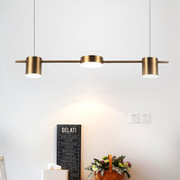 Drum Aluminium Eiland Hanglamp Modern Eenvoudig 3/5-Kops Zwart/Gouden Plafondlamp in Warm/Wit Licht
