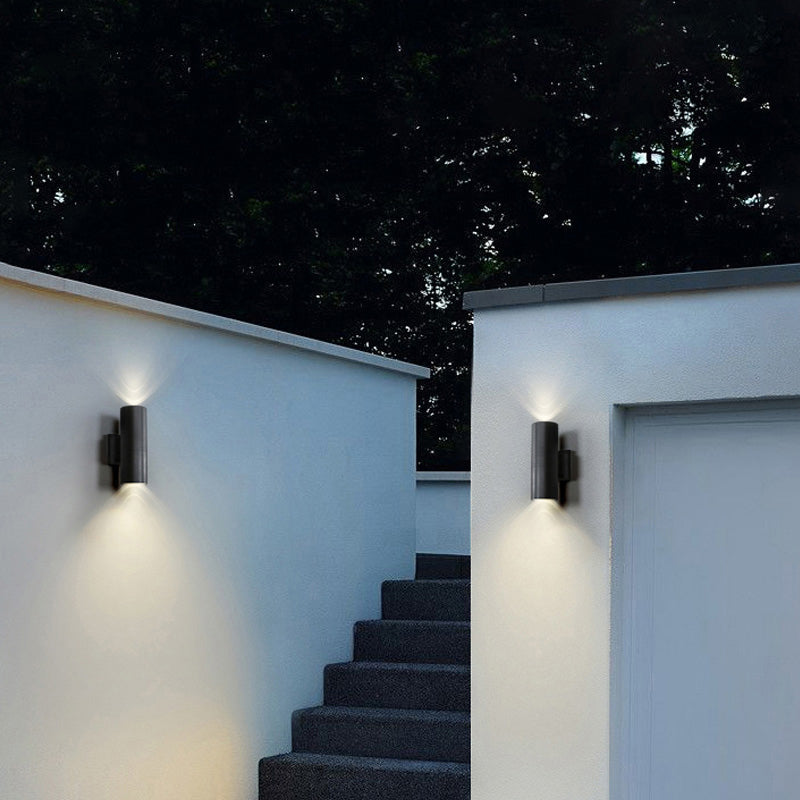 Kren Minimalistische Metalen Dubbelkopige Buitenwandlamp, Zwart