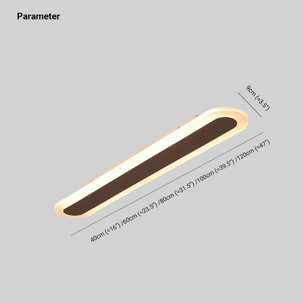 Arisha Minimalistische Ovale Lineaire Plafondlamp, Wit/Koffie