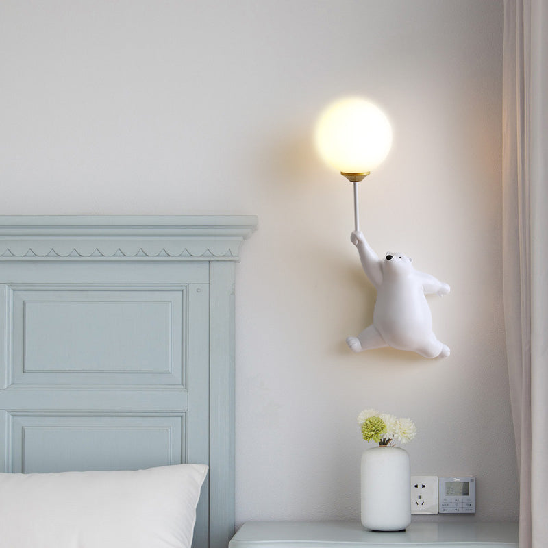 Bear Balloon Wandlamp Dierlijk Modern. Wit/Blauw/Roze. Woonkamer