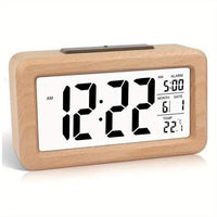 Houten Digitale Alarmklok – LED Display met Temperatuur en Datum