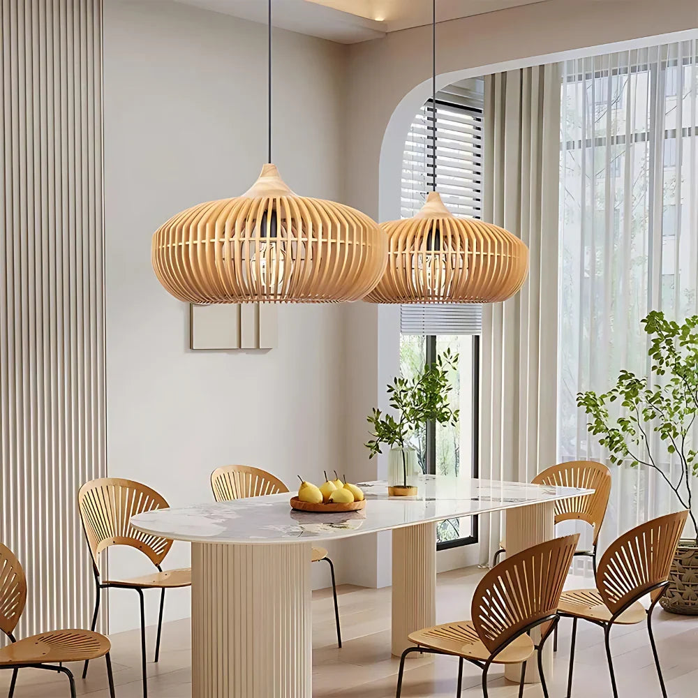 De Halo van Zen Japandi Houten Hanglamp