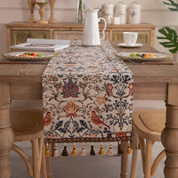 Vintage Bloemen & Vogel Jacquard Tafelkleed