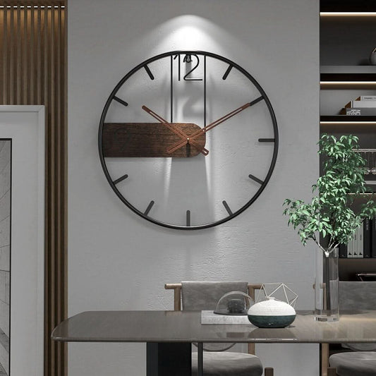 Horium Klok Grote Ronde Metalen Wandklok Voor Modern Interieur Met Elegante Touch