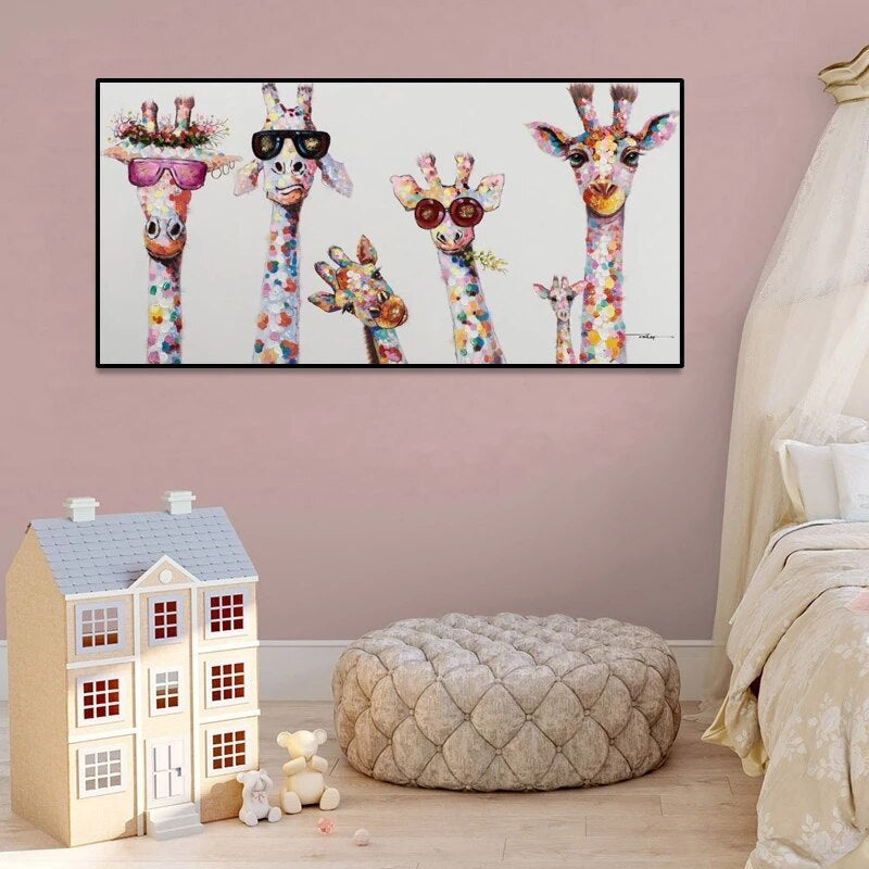 Cartoon-Giraffen - Canvas Wandkunst Schilderij