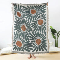 Floral Daisy Boho Geweven Deken