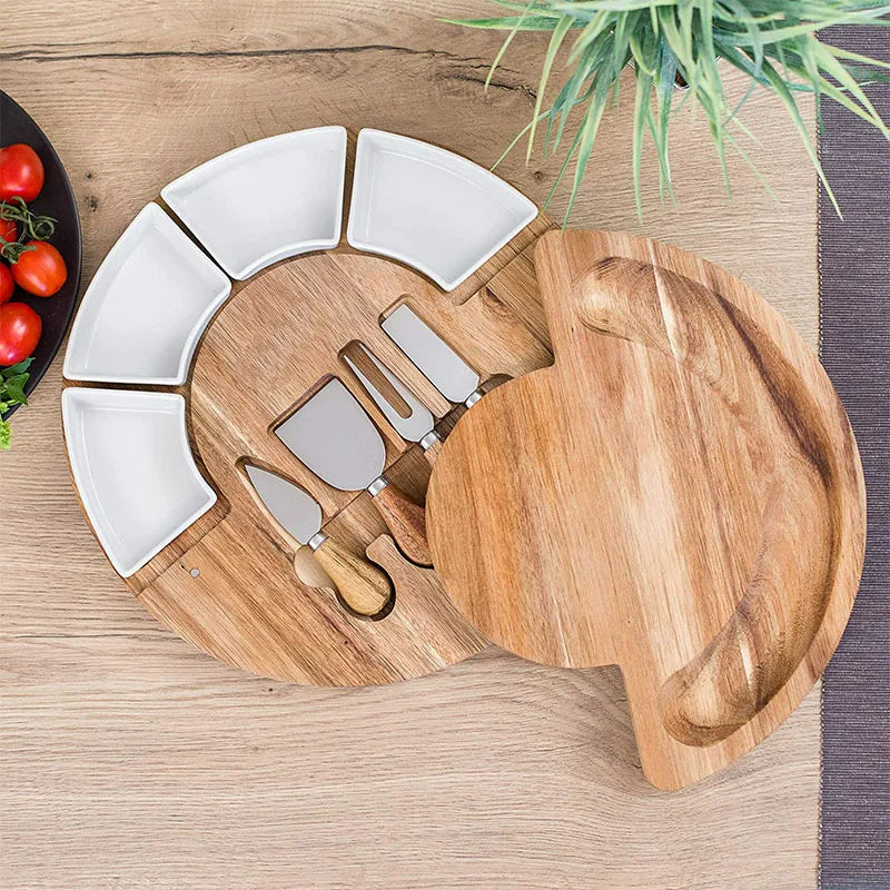 Plankora – Elegante Kaasplank en Messenset voor Feestelijke Presentaties
