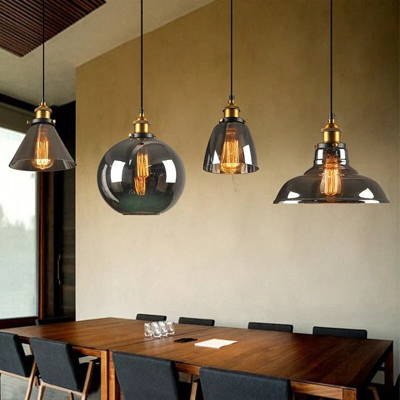 Industriële retro hanglamp met glas – Rookglas lampenkap