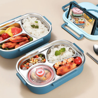 Roestvrijstalen lunchbox met 4 compartimenten | Geïsoleerde bentobox voor studenten en volwassene