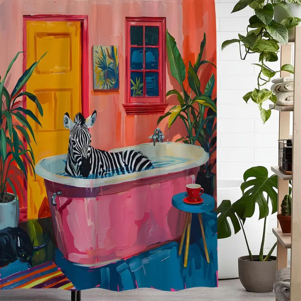 Speelse Roze Zebra Gordijn