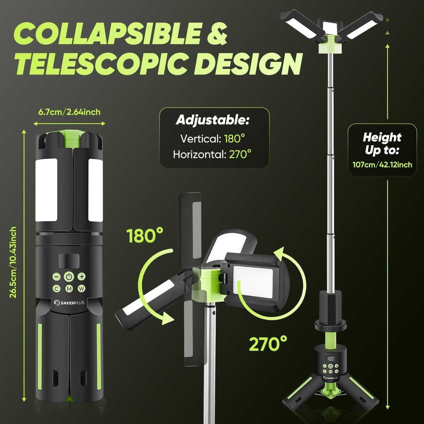 Brehn | SakerPlus Telescoop Campinglampen met Standaard