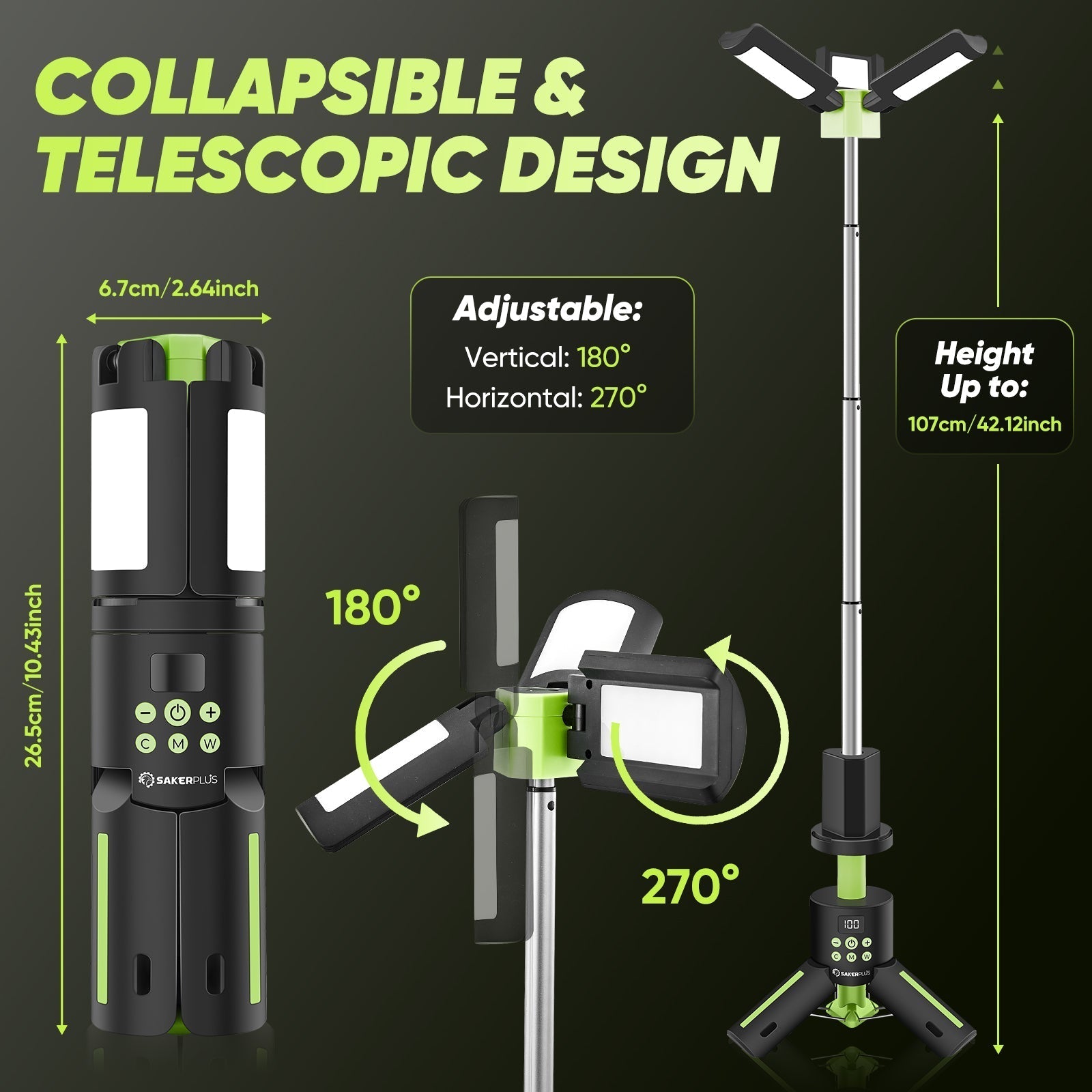 Brehn | SakerPlus Telescoop Campinglampen met Standaard