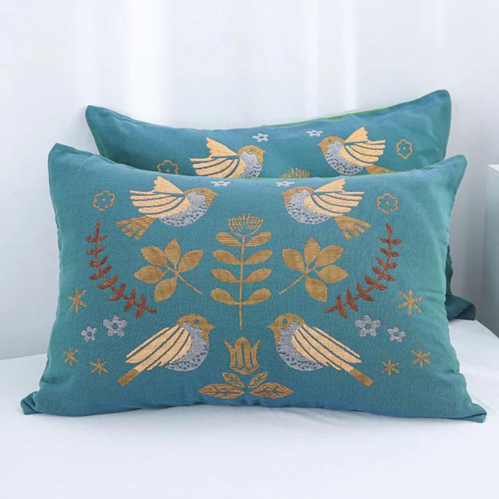 Scandinavische Vogel Katoenen Gazen Kussenslopen (2 stuks)