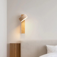 Wabi-sabi Travertijn Houten LED Wandlamp 1-Licht