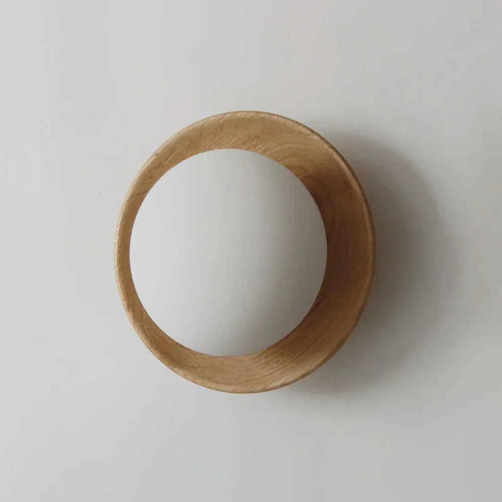 Noordse Minimalistische Natuurlijke Houten LED Wandlamp