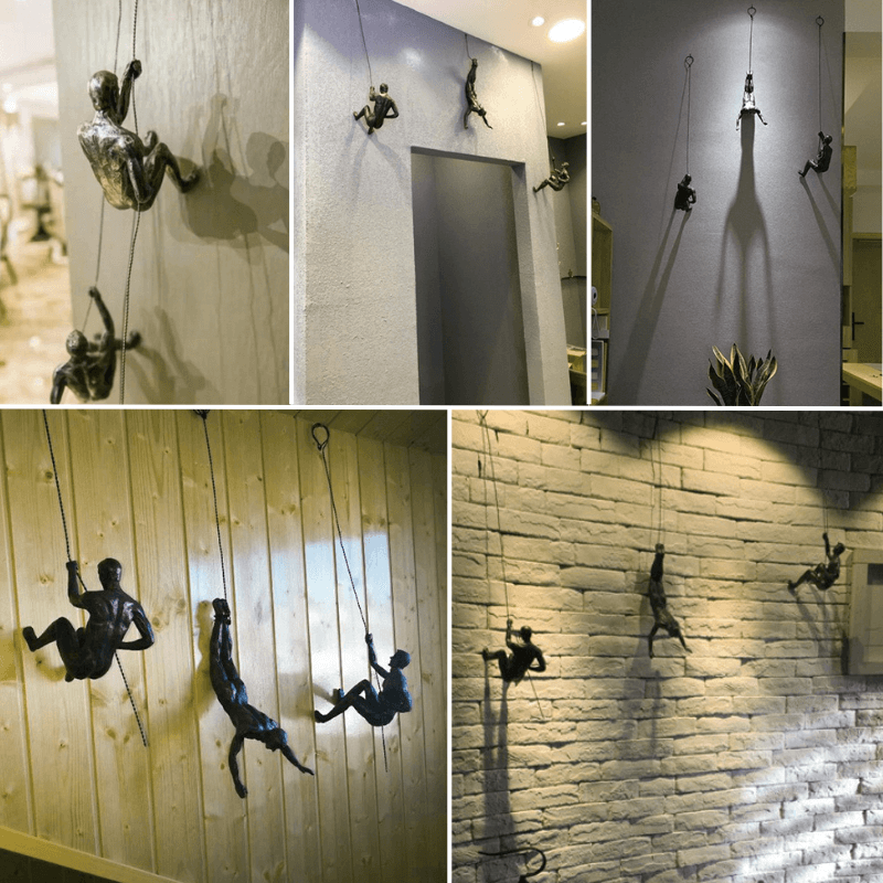 Decoratieve Klimfiguren Wand Sculptuur Set voor Moderne Wanddecoratie