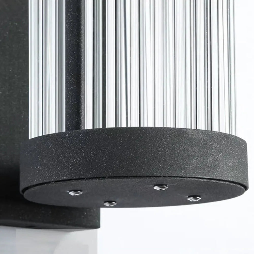 Yoru Moderne Semi-Cilindrische Metaal/Glas Buitenwandlamp, Zwart