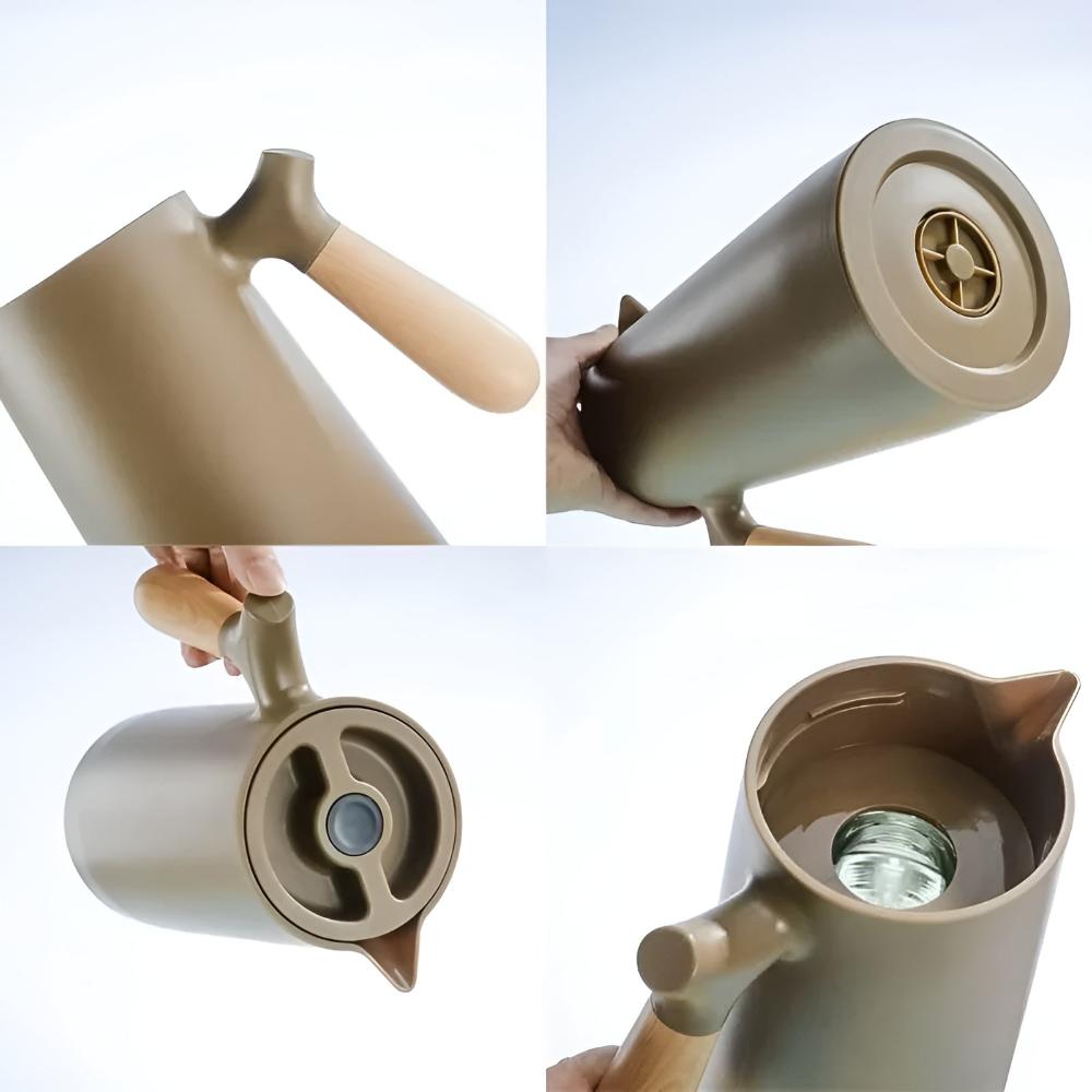 Geïsoleerde Thermoskan met Houten Handvat Koffiepot