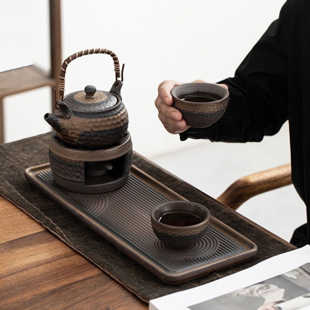 Japanse Keramische Theeset met Warmhouder voor Een Rustgevende en Elegante Beleving