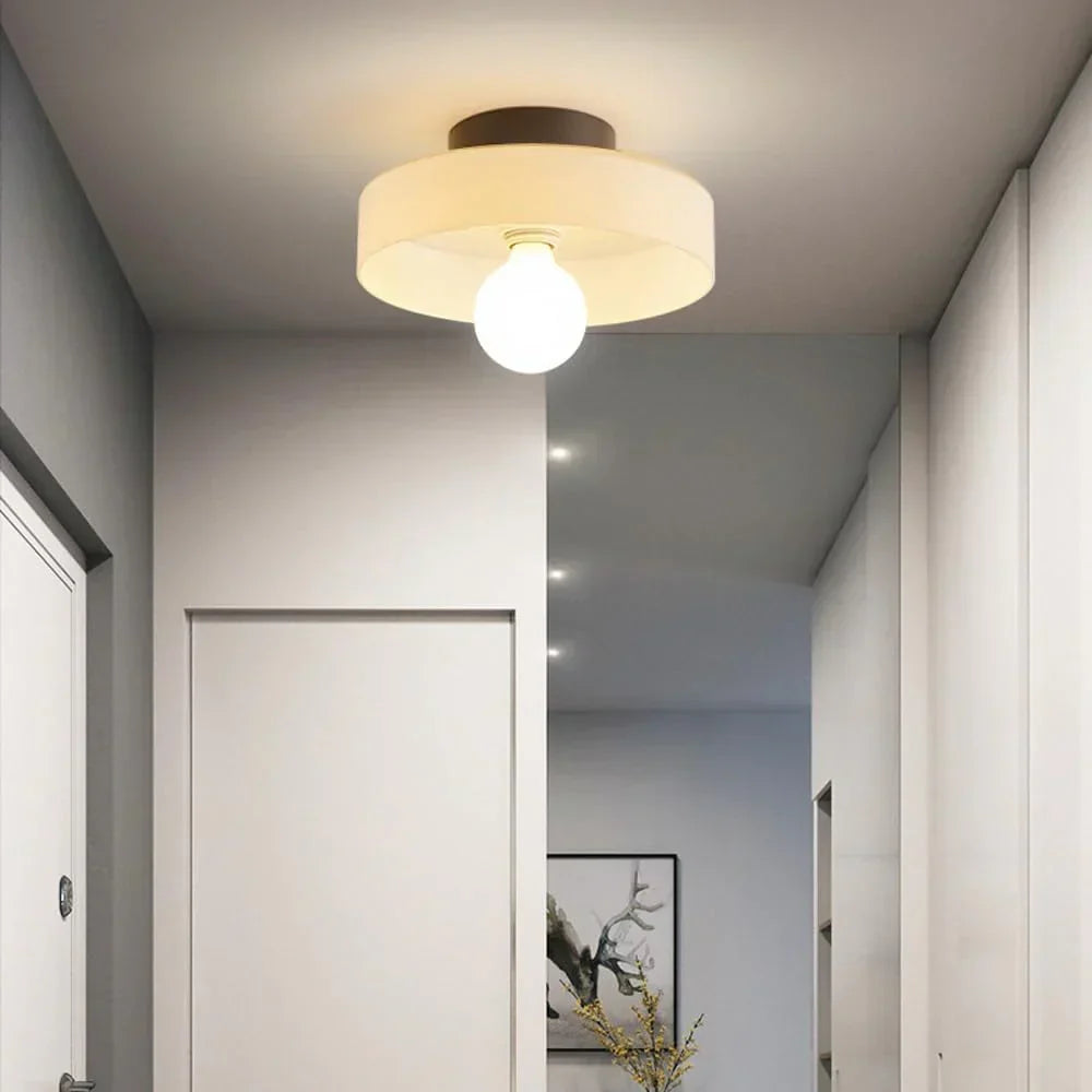 Glazen Schijf Plafond- en Wandlamp met Centrale Globe