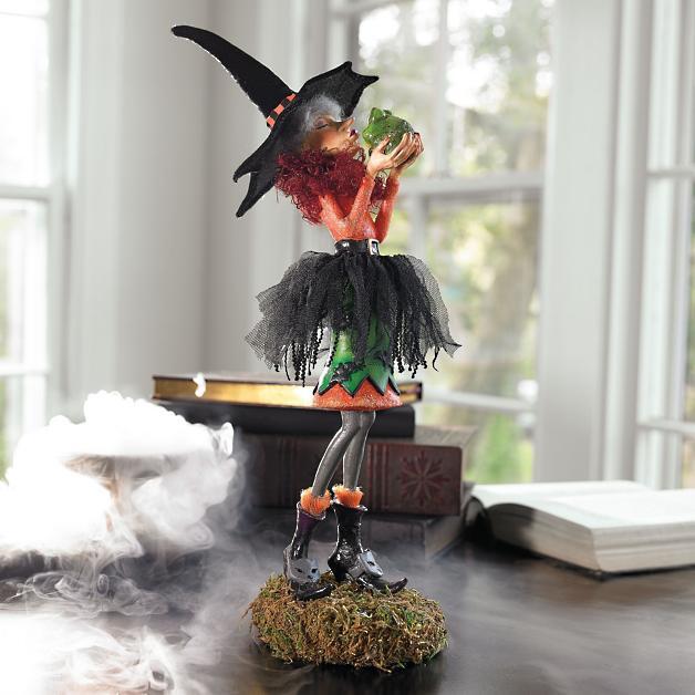 Halloween-Figurine | Handgemaakte Hexendecoratie | Hars