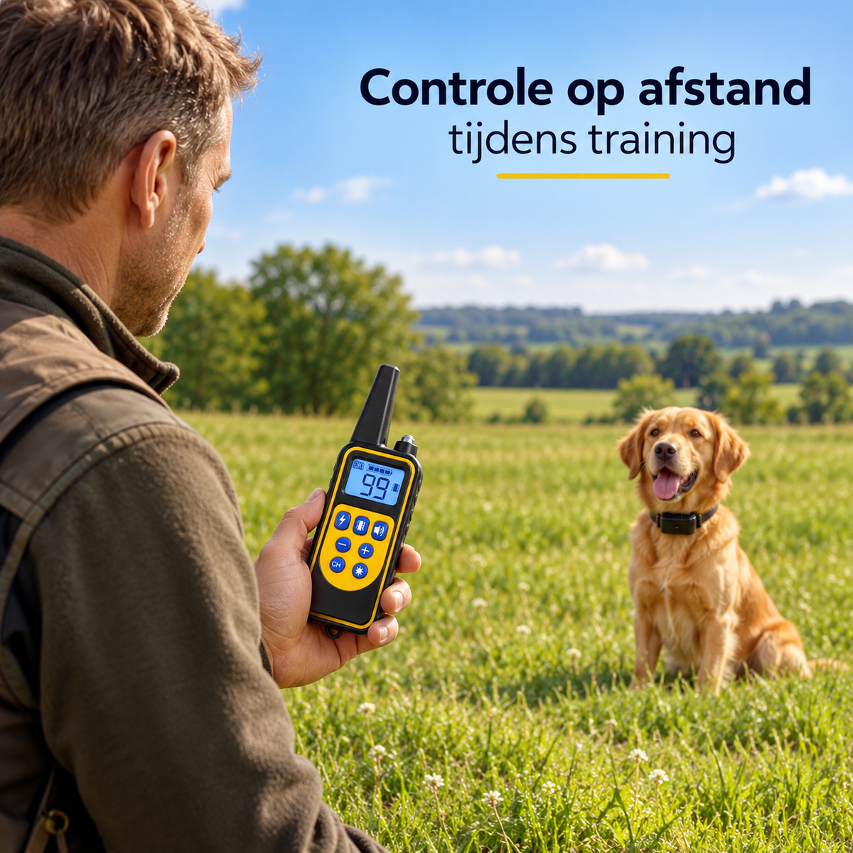 PROCANIS – Trainingshalsband voor Jacht- & Werkhonden met Afstandsbediening, IP67-Ontvanger & Bereik tot 800 m