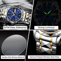 Waterdichte luxe herenarmbandhorloge van topmerk met verlichting