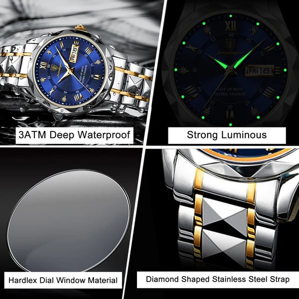 Waterdichte luxe herenarmbandhorloge van topmerk met verlichting
