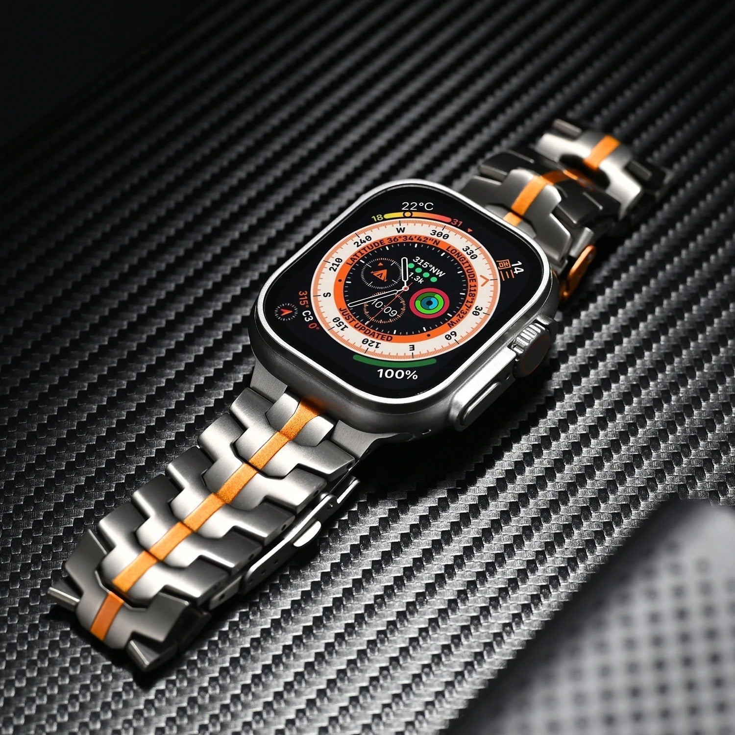 Veralis Titanium Apple Watch Band Met Hypoallergene Sluiting