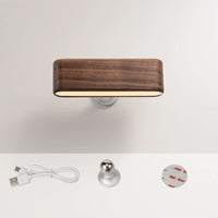 Massief houten bureau lamp met magnetische oplading