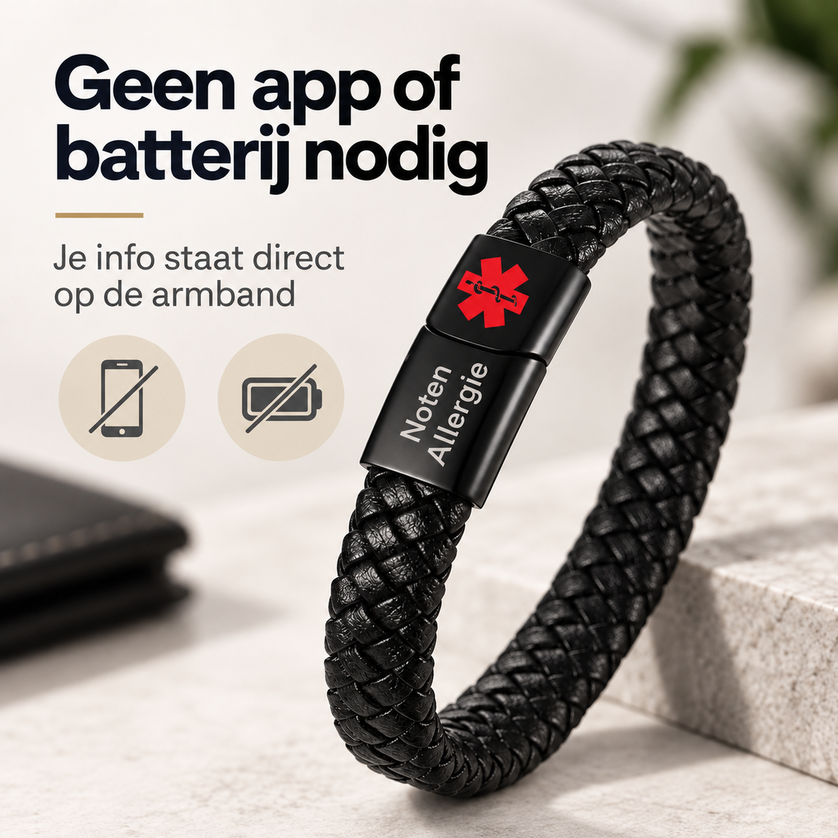 Custom AlertBand | Medische Allergie Armband met Persoonlijke Gravering