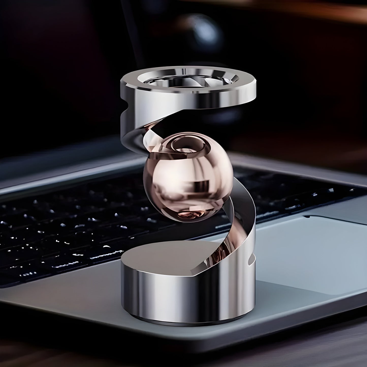 FidgetOrbit – Bureauaccessoire met zwevend gyroscoop voor ontspanning en moderne inrichting