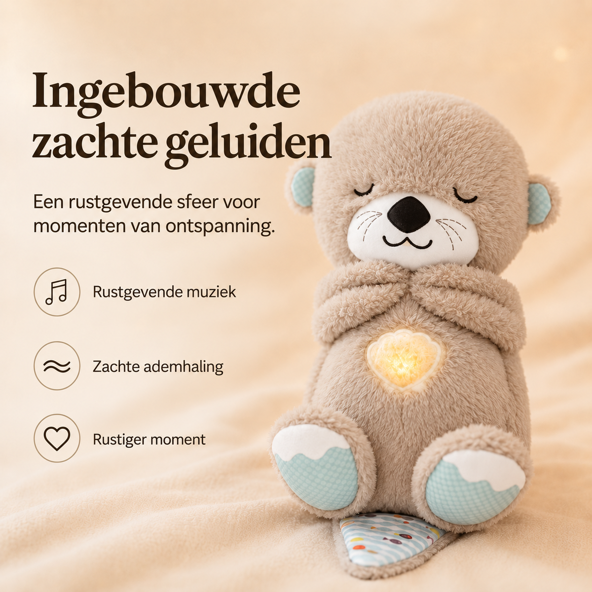 Ontspannende Knuffel met Ademhaling & Nachtlampje - Rustgevend
